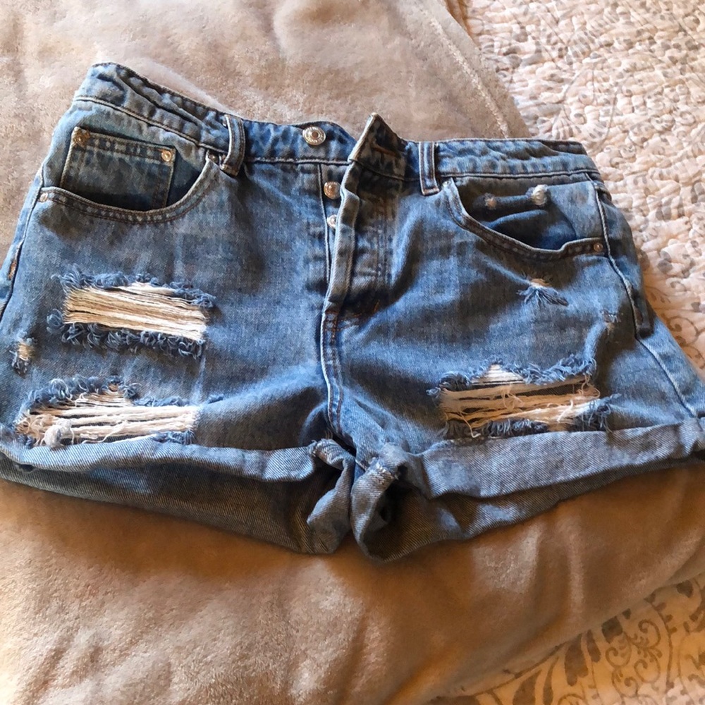High waisted jean shorts